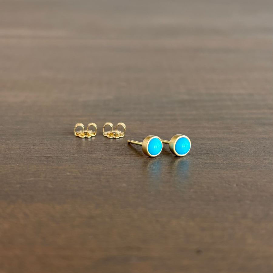 Round Turquoise Stud Earrings