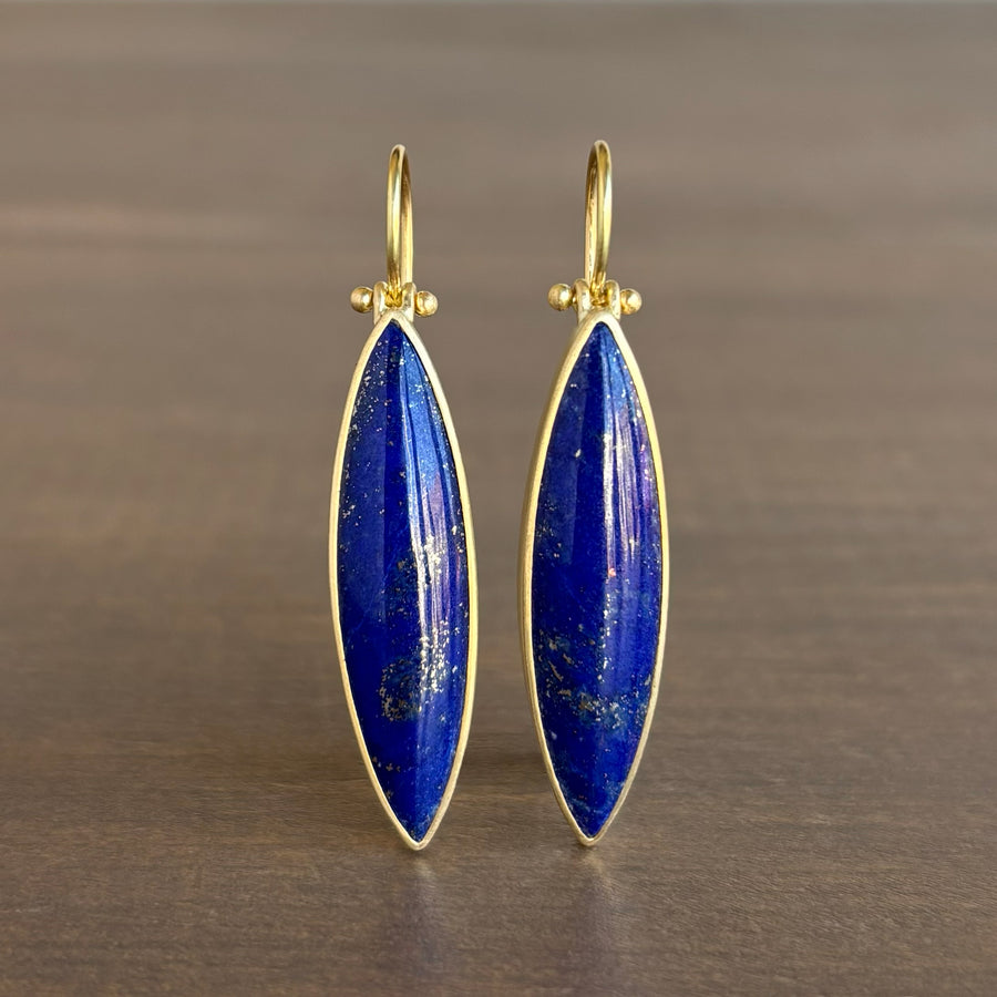 Elongated Navette Lapis Earrings