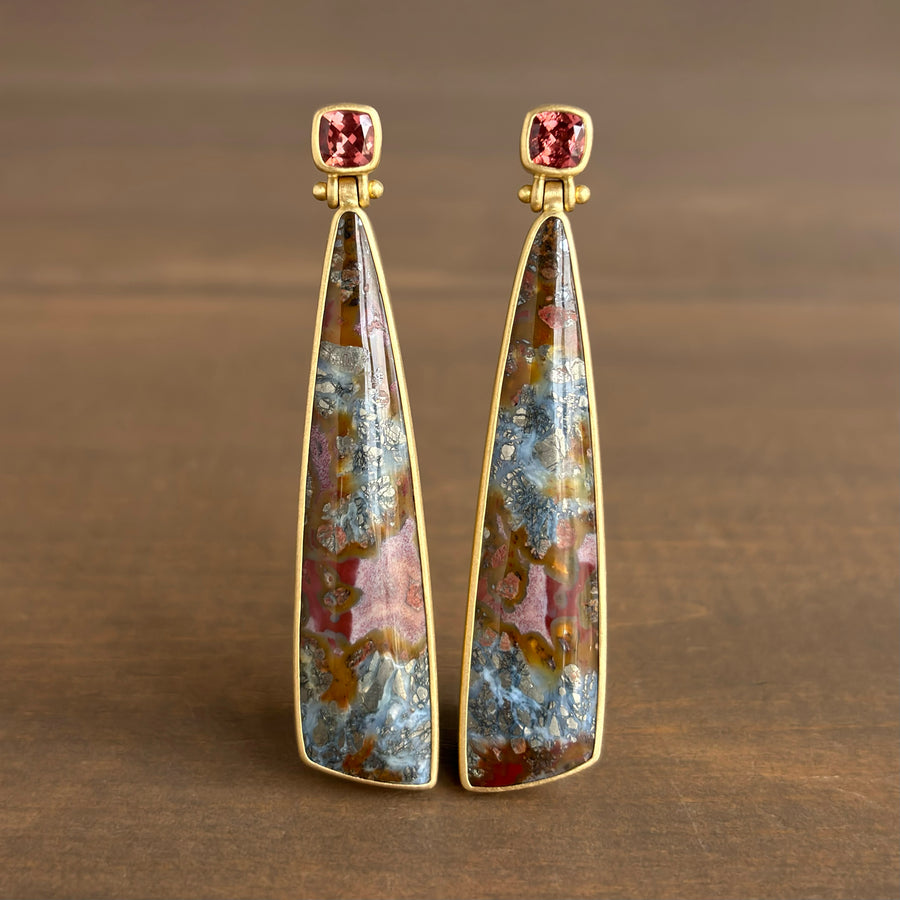 Marcasite in Red Agate with Garnet Earrings
