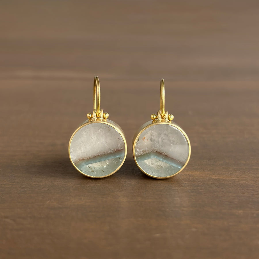 Round Gilalite in Quartz Earrings