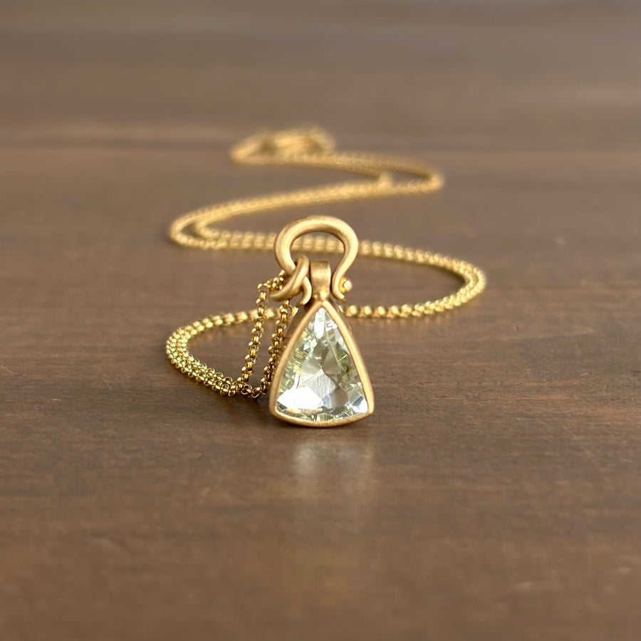 Faceted Aquamarine Elongated Triangle Pendant