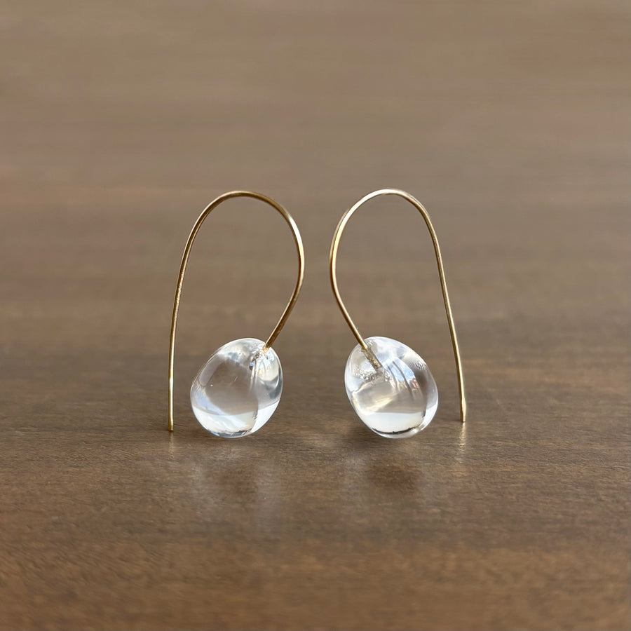 Rock Crystal Quartz Drop Minimalist Earrings