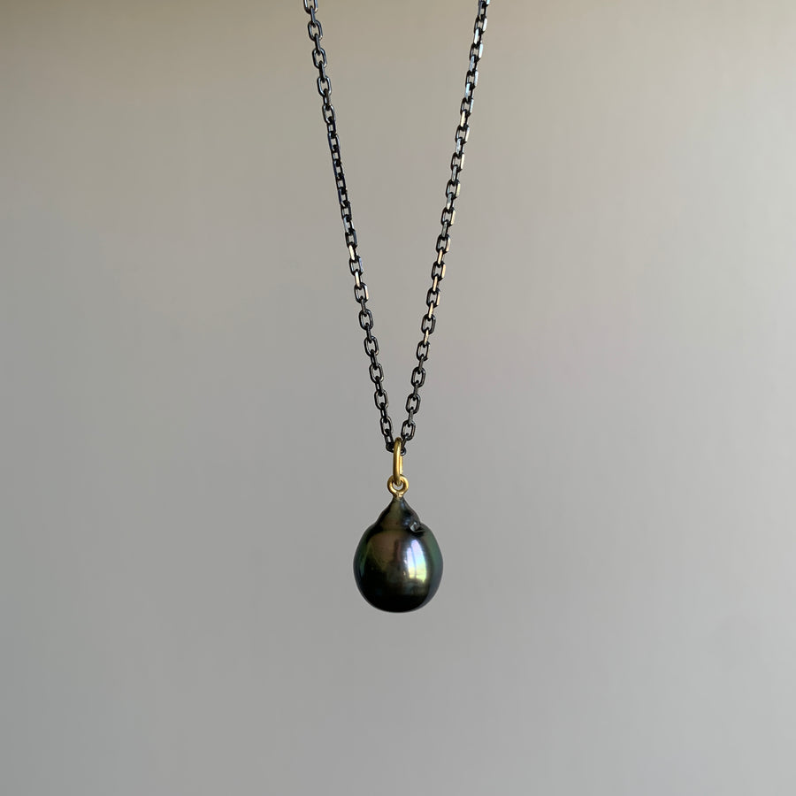 Peacock Tahitian Pearl Drop Pendant