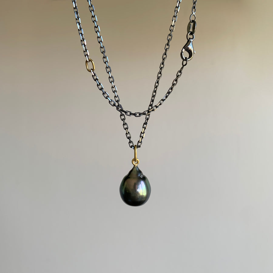 Peacock Tahitian Pearl Drop Pendant