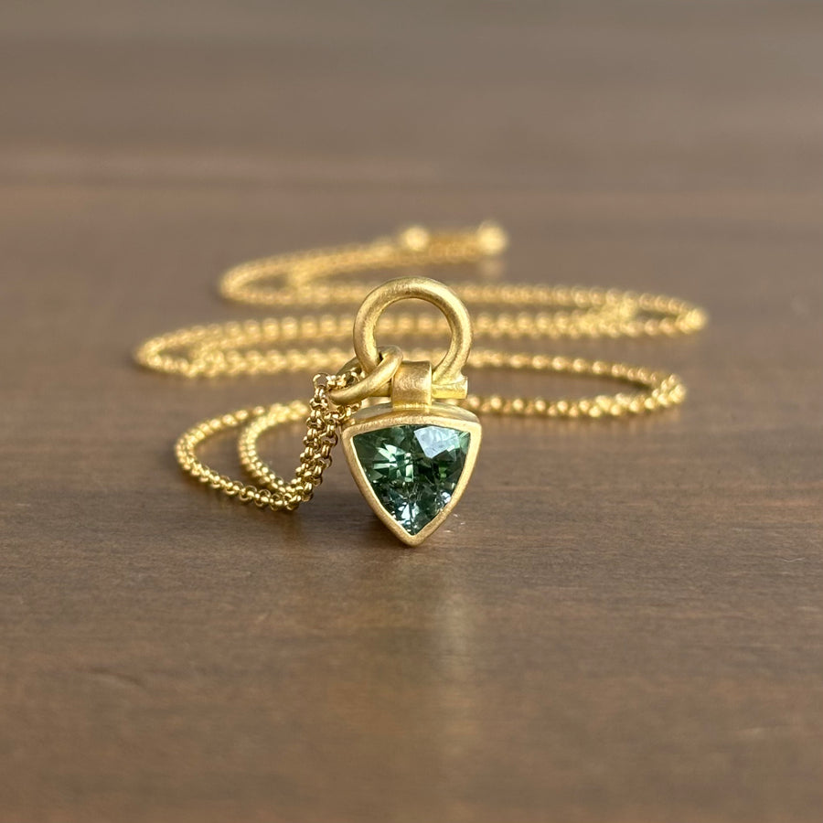 Green Tourmaline Trillion Pendant