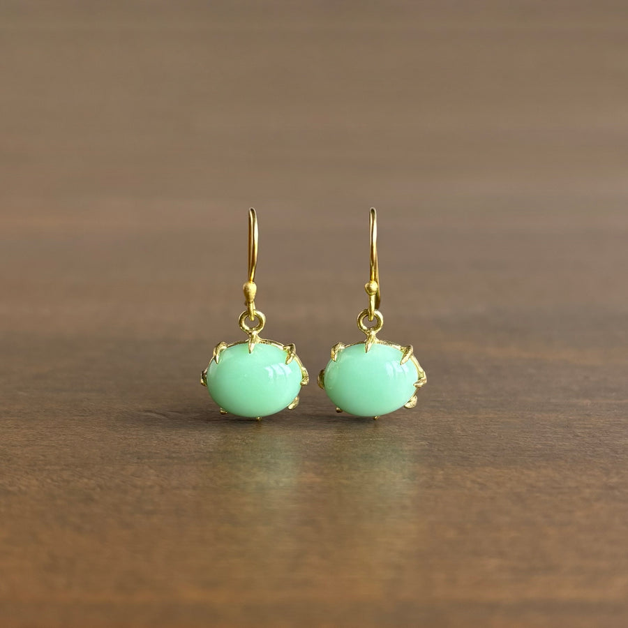 Minty Chrysoprase Cabochon Oval Earrings