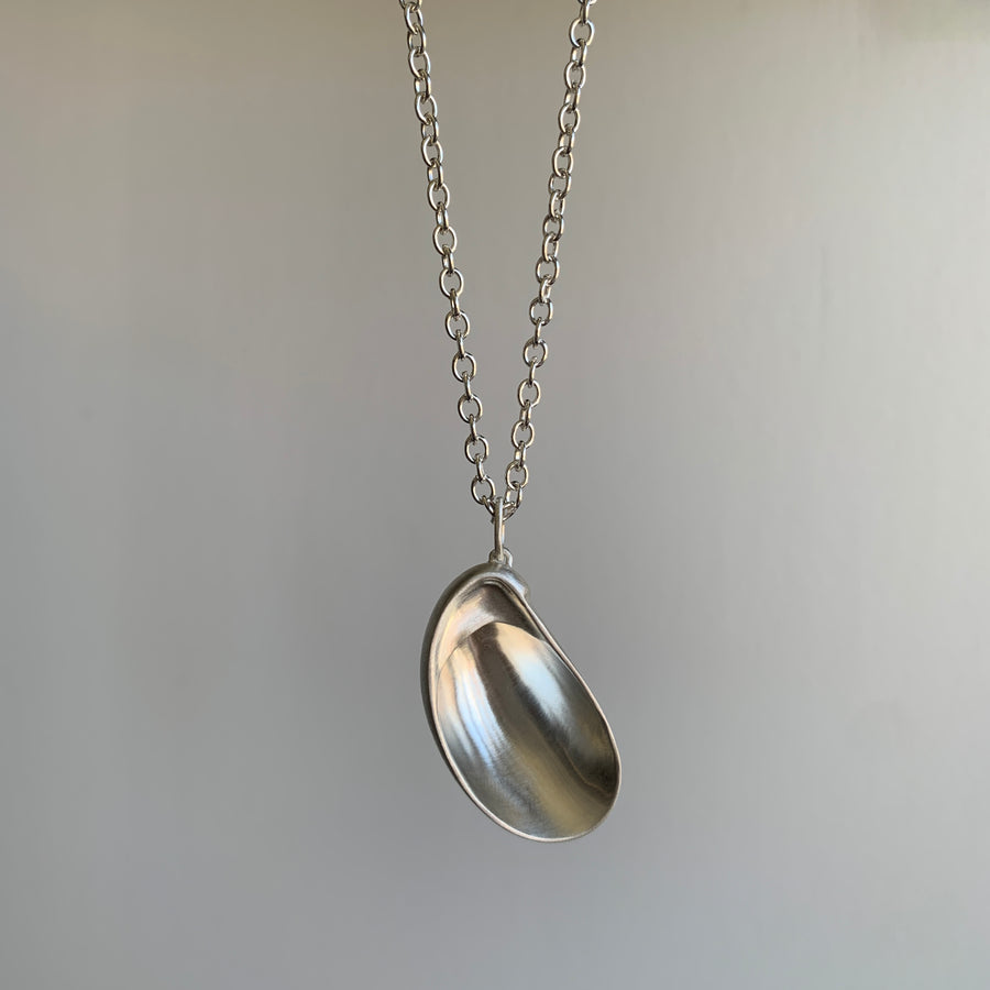 Large Silver Slipper Shell Ruthie B. Necklace