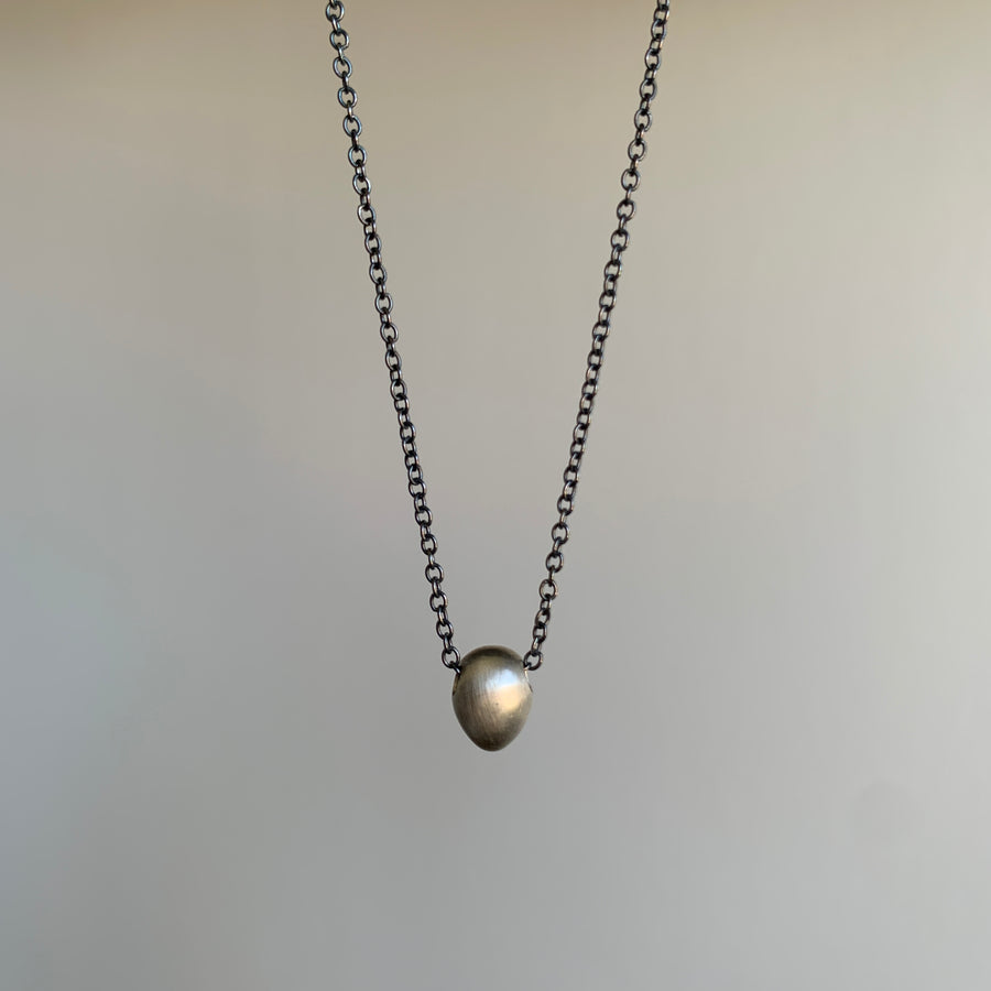 Little Silver Grey Lady Cameo Necklace with Diamond