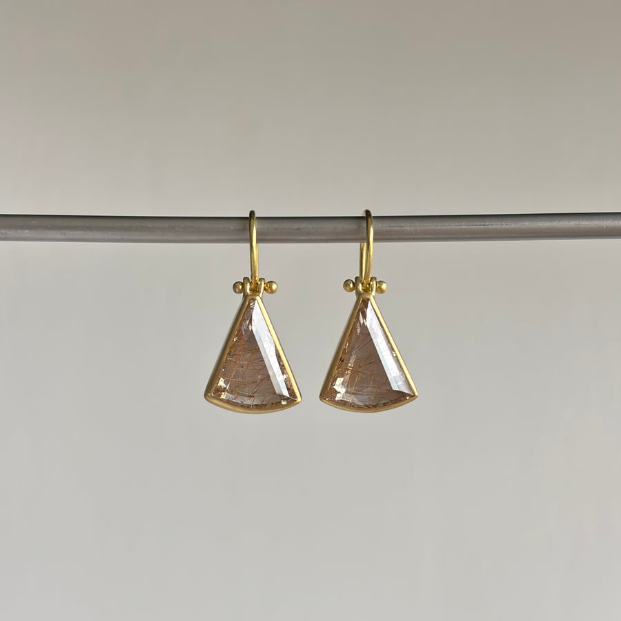 Rutilated Quartz Elongated Trillion Cut Earrings