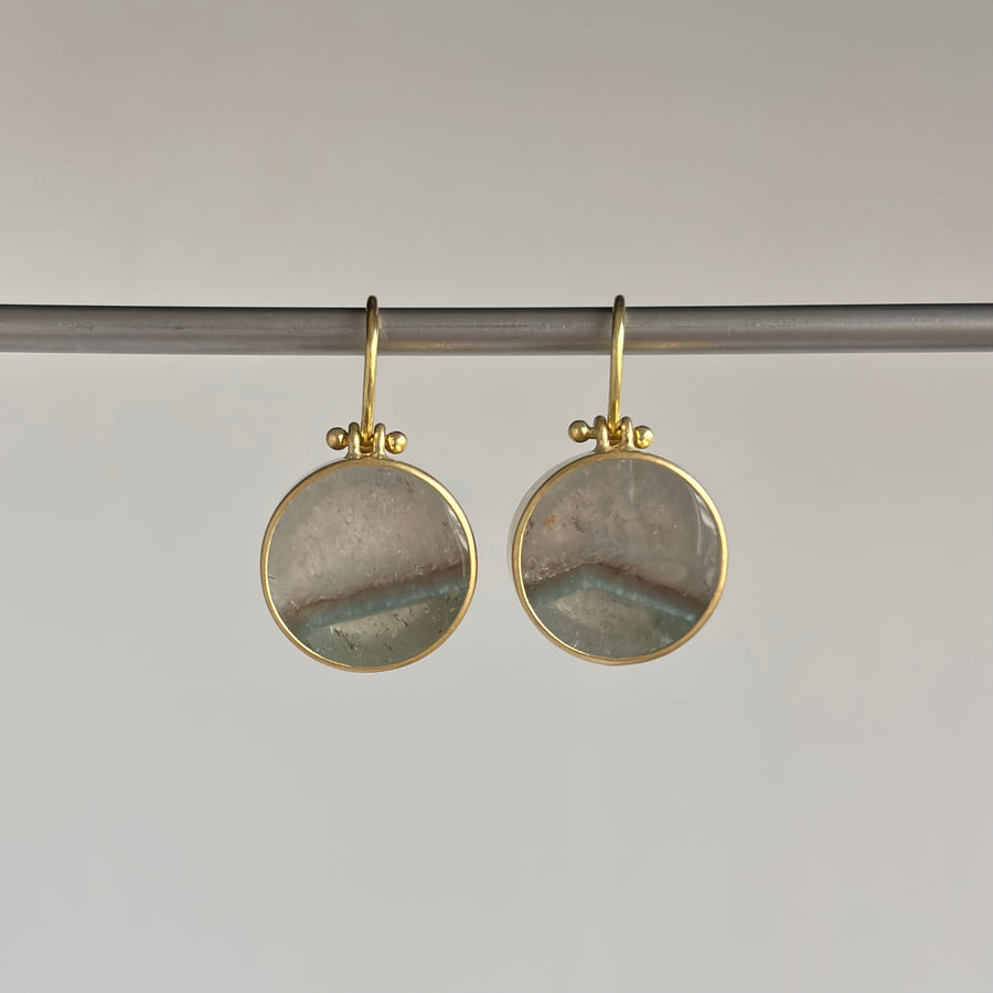 Round Gilalite in Quartz Earrings