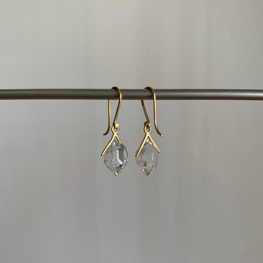 Little Gold Sticks and Stones Herkimer Earrings
