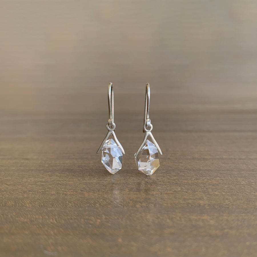 Little Silver Sticks & Stones Herkimer Earrings