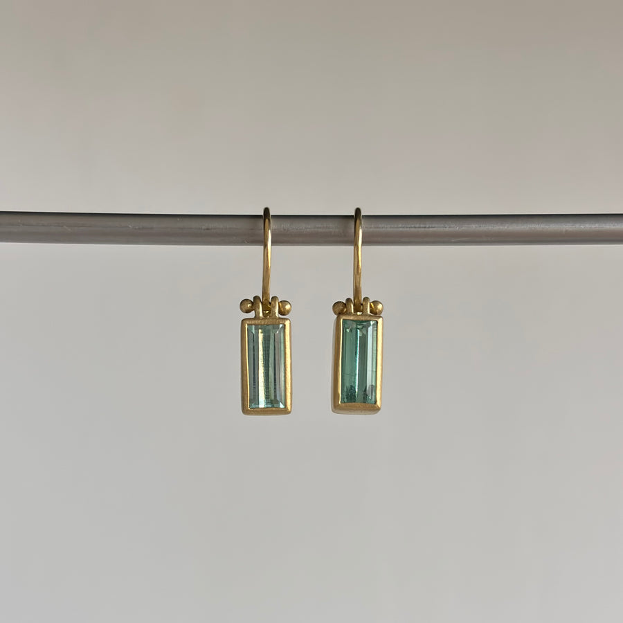 Aquamarine Baguette Earrings with Clasps