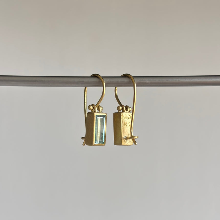 Monika Krol Emerald Cut Beryl Earrings back view