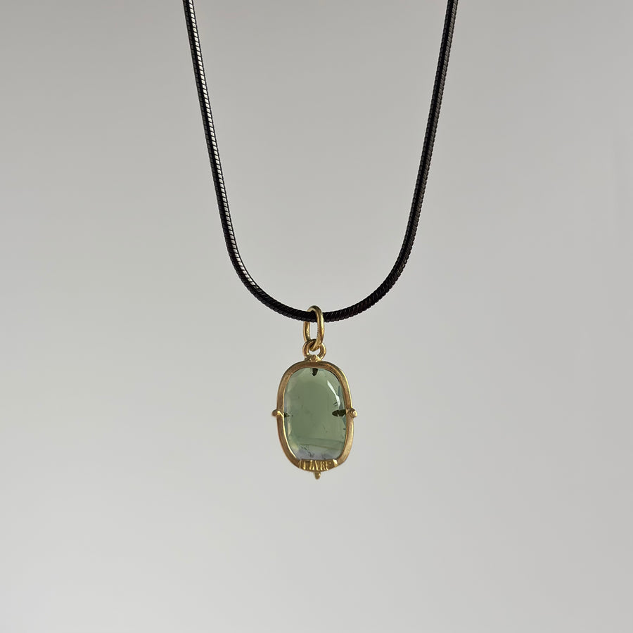 Rectangle Green Tourmaline Solitaire Pendant