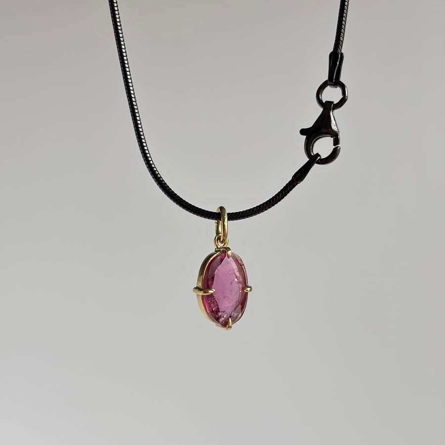 Oval Pink Tourmaline Solitaire Pendant
