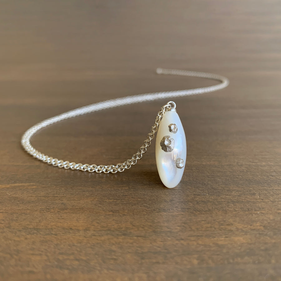 Medium Mother of Pearl Necklace with Silver Barnacles