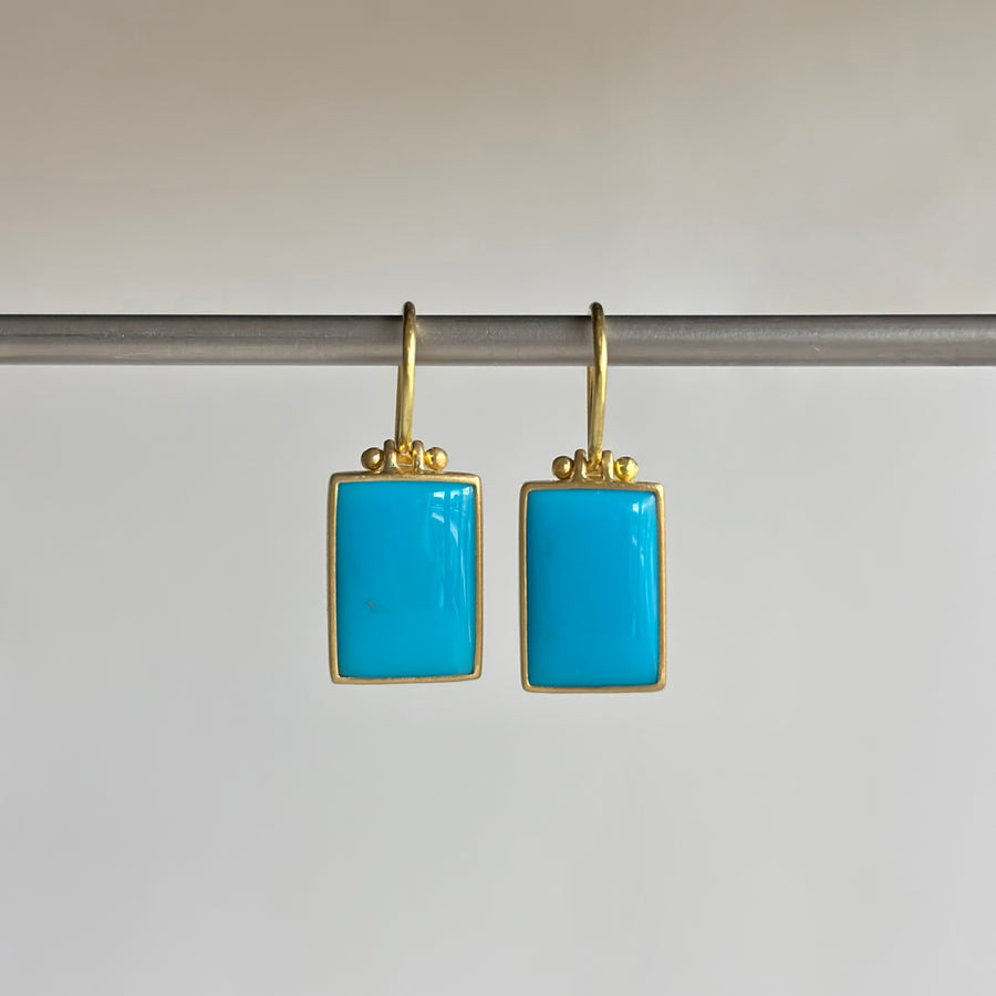 Rectangle Sleeping Beauty Turquoise Earrings