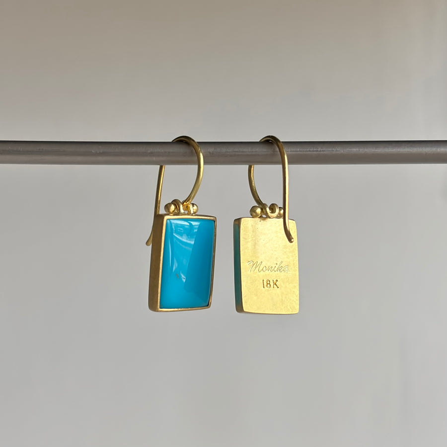 Rectangle Sleeping Beauty Turquoise Earrings