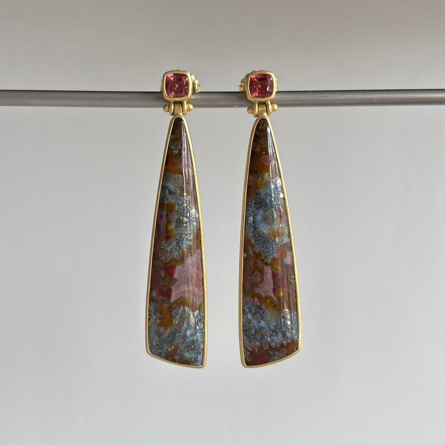 Marcasite in Red Agate with Garnet Earrings