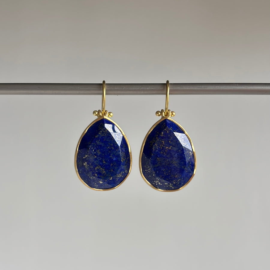 Faceted Lapis Drop Earrings
