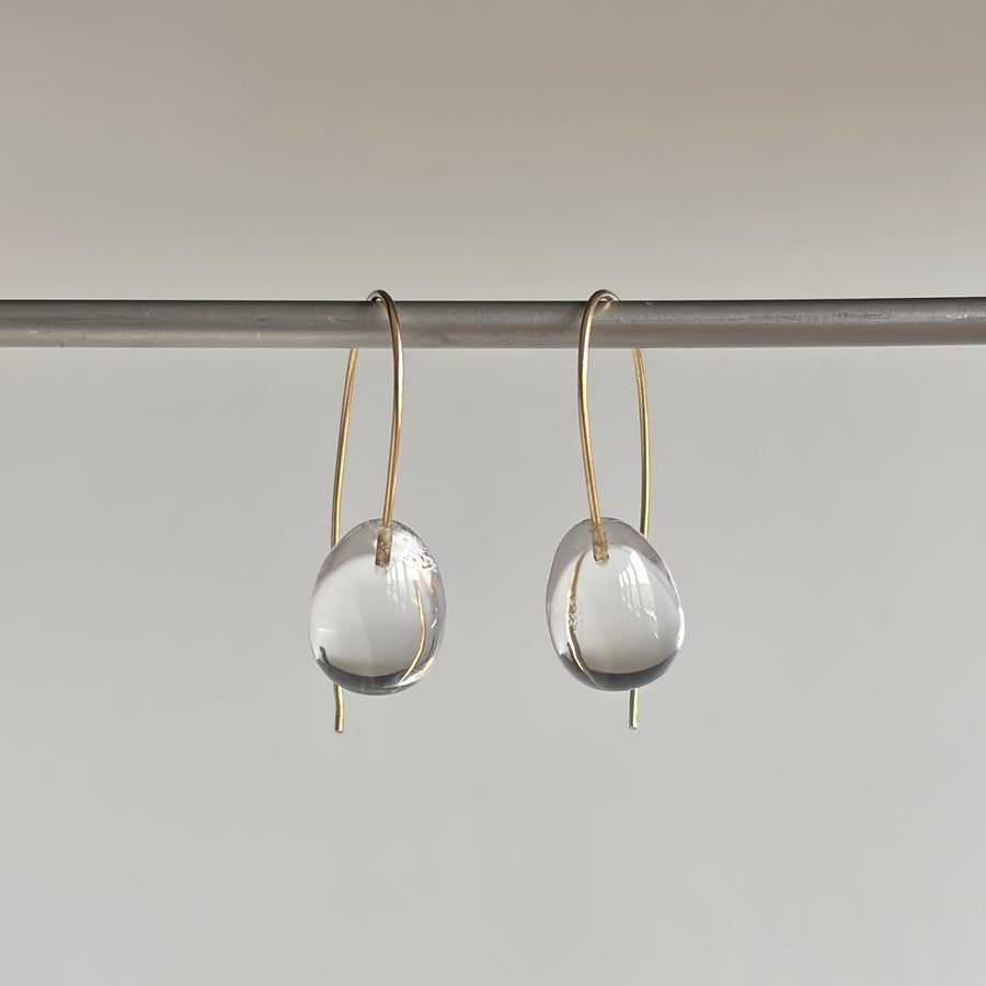 Rock Crystal Quartz Drop Minimalist Earrings