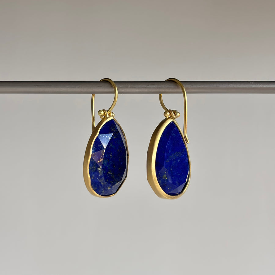 Faceted Lapis Drop Earrings