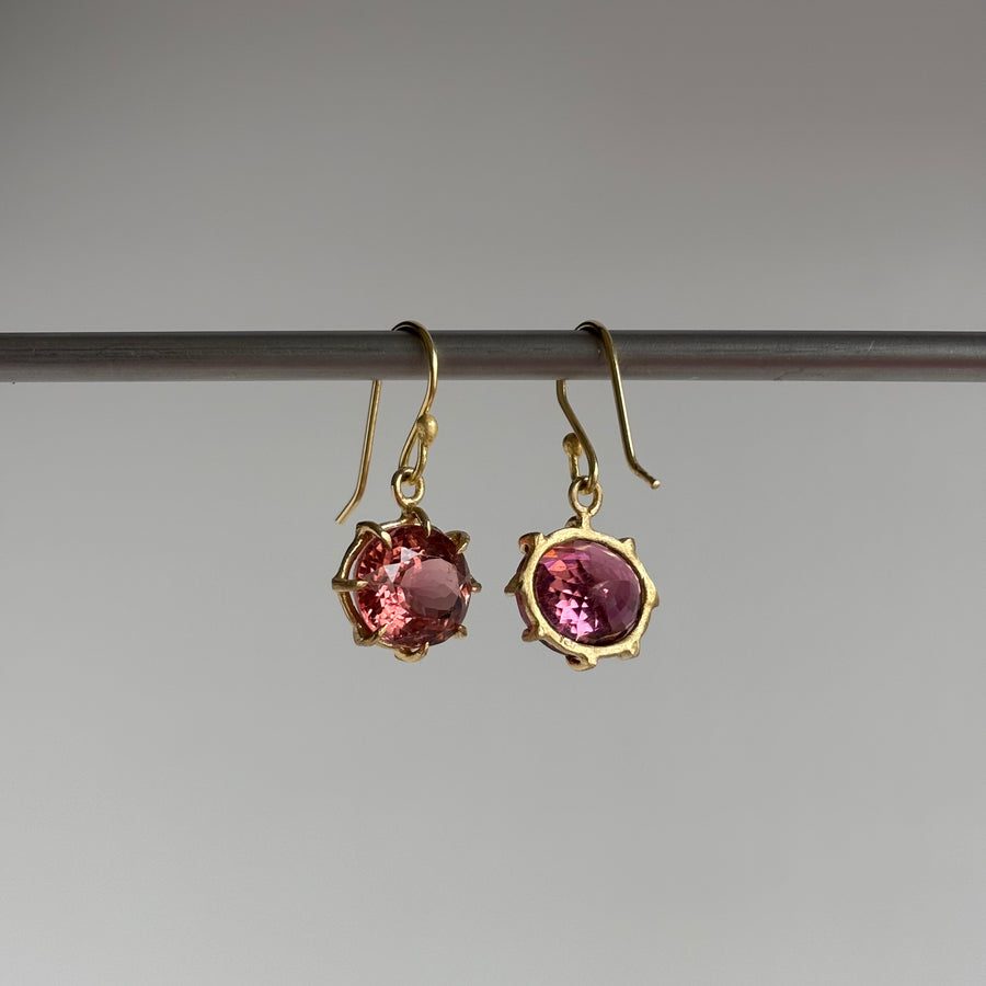 Faceted Oval Peachy Pink Tourmaline Earrings