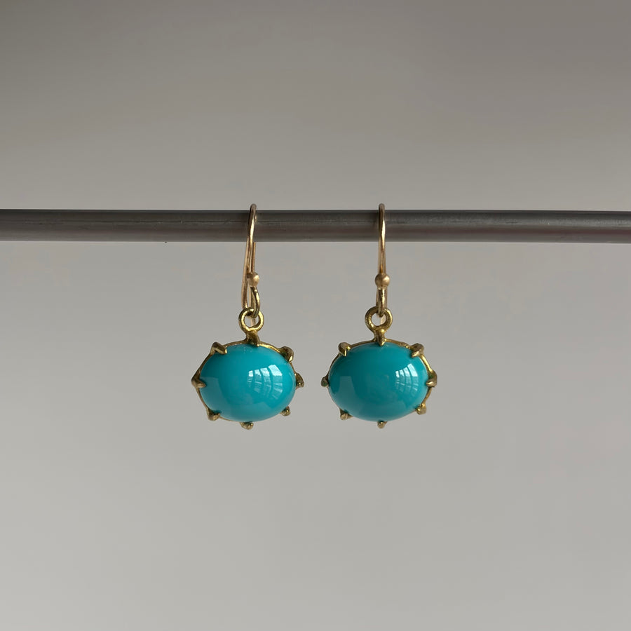 Turquoise Cabochon Oval Earrings