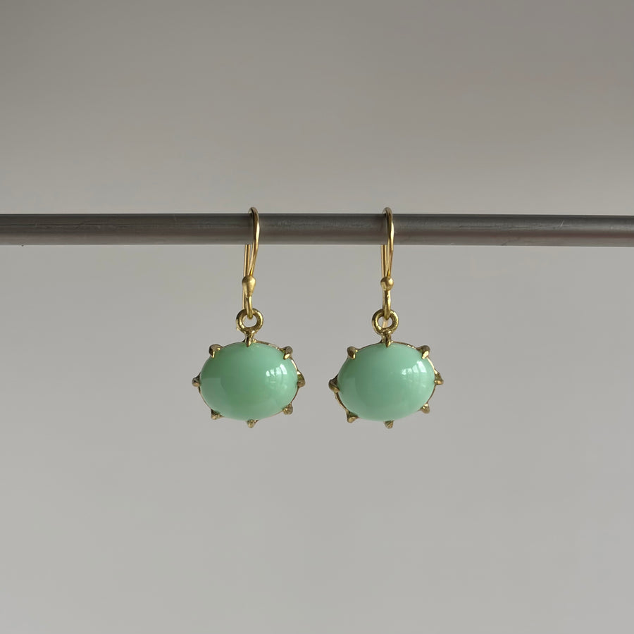 Minty Chrysoprase Cabochon Oval Earrings