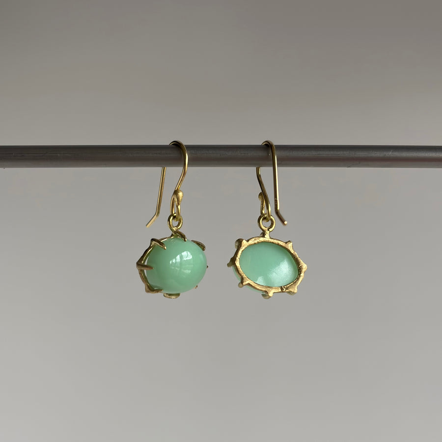 Minty Chrysoprase Cabochon Oval Earrings