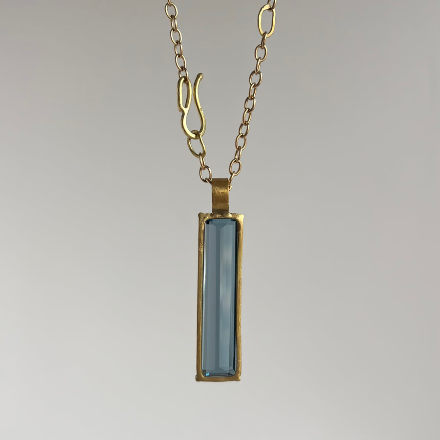 London Blue Topaz Prism Bar Pendant