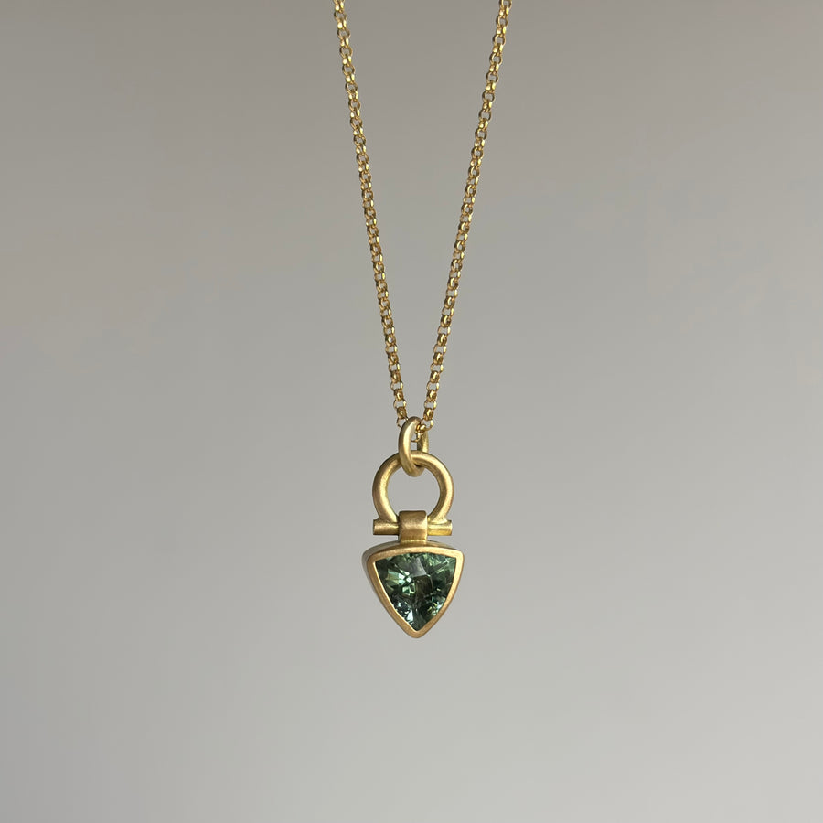 Green Tourmaline Trillion Pendant