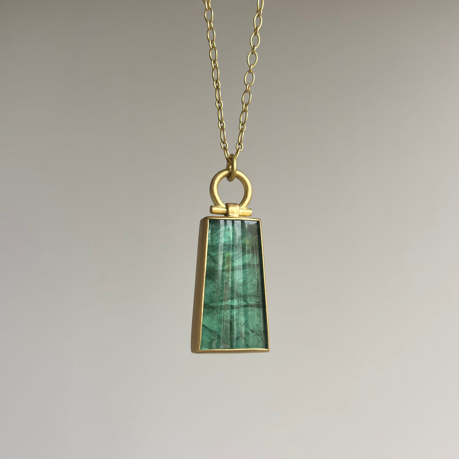Large Green Tourmaline Trapezoid Pendant