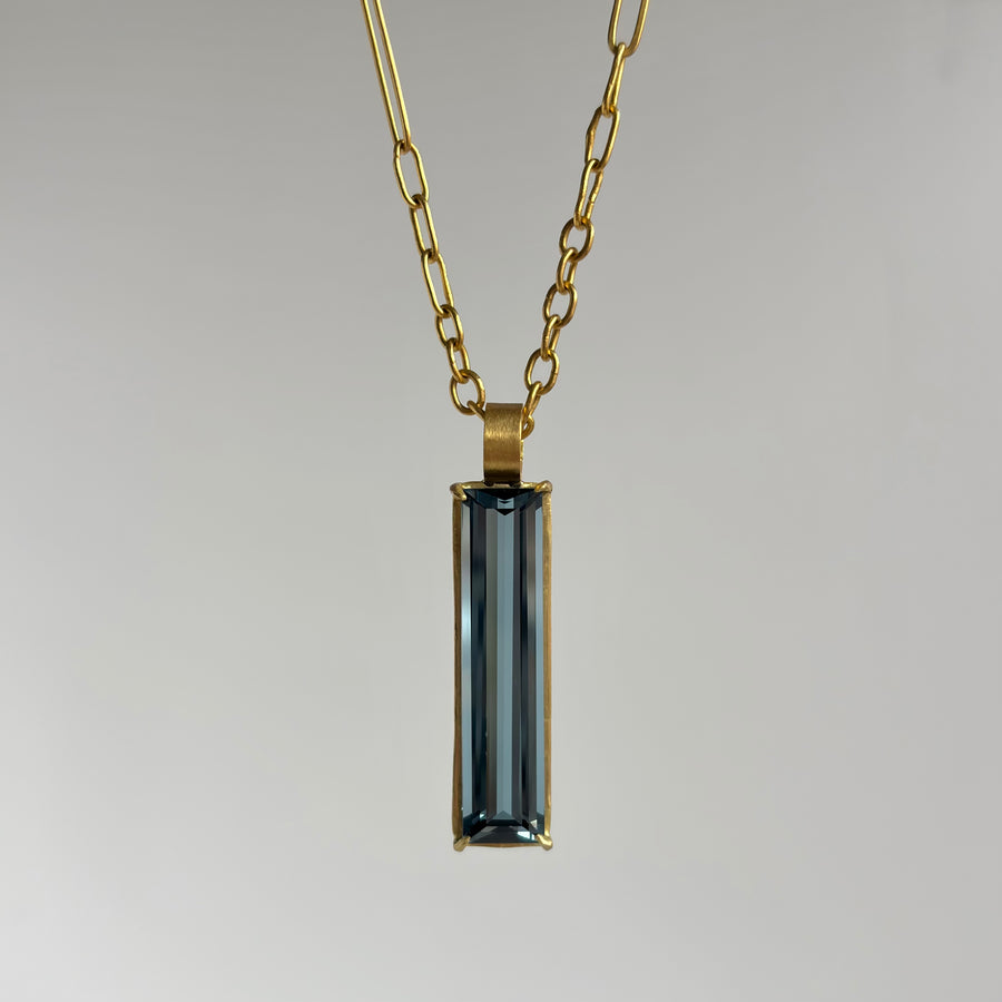 London Blue Topaz Prism Bar Pendant