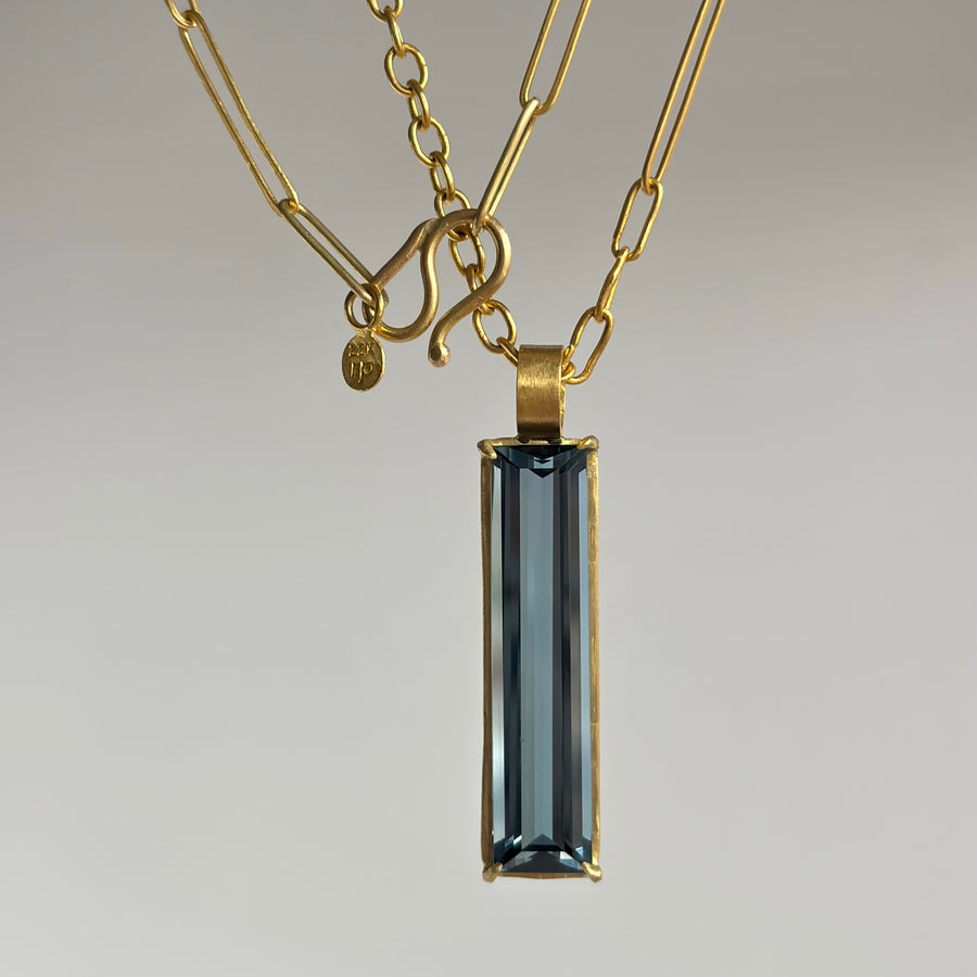 London Blue Topaz Prism Bar Pendant