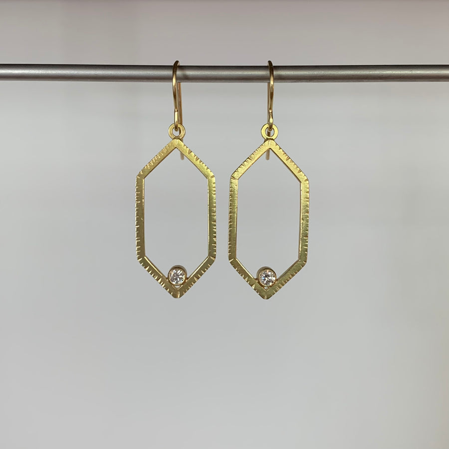 Large Diamond Hexagon Earrings