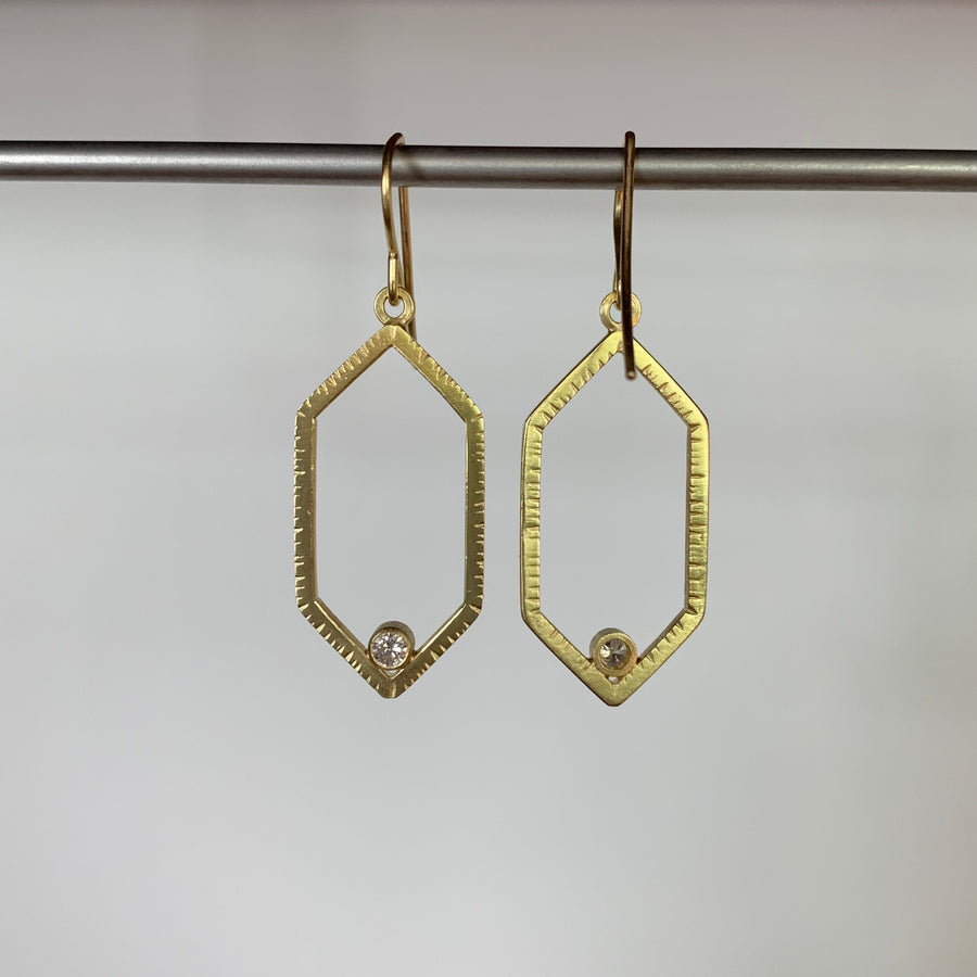 Large Diamond Hexagon Earrings