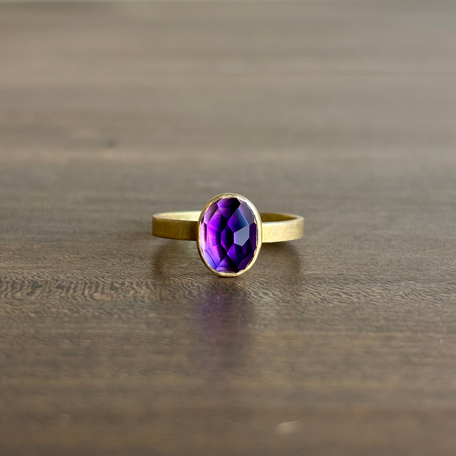 Oval Moroccan Fire Amethyst Stacking Ring