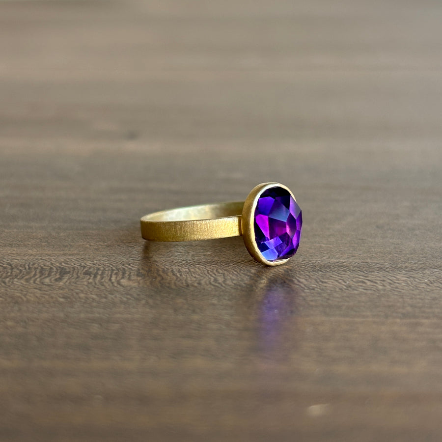 Oval Moroccan Fire Amethyst Stacking Ring