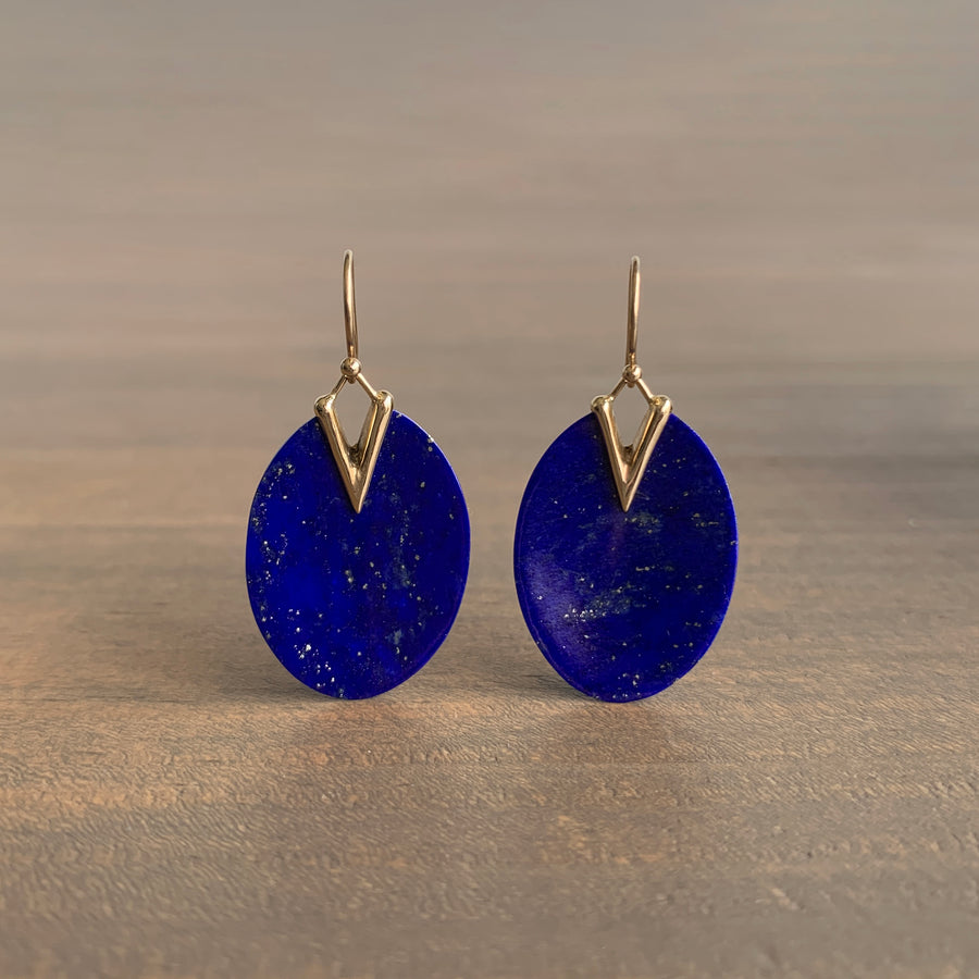 Medium Lapis Lazuli Lily Pad Earrings