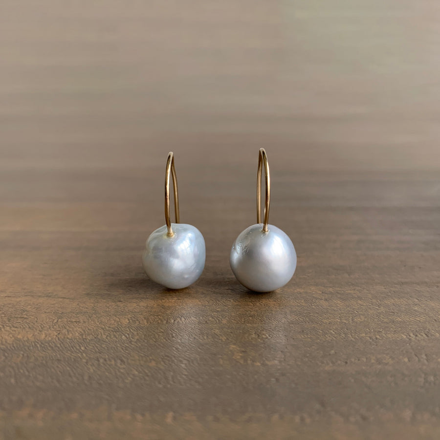 Silvery Baroque Pearl Earrings