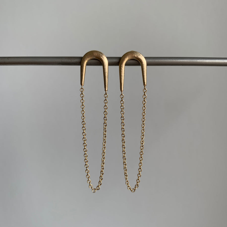 Long Gold Swinger Chain Earrings