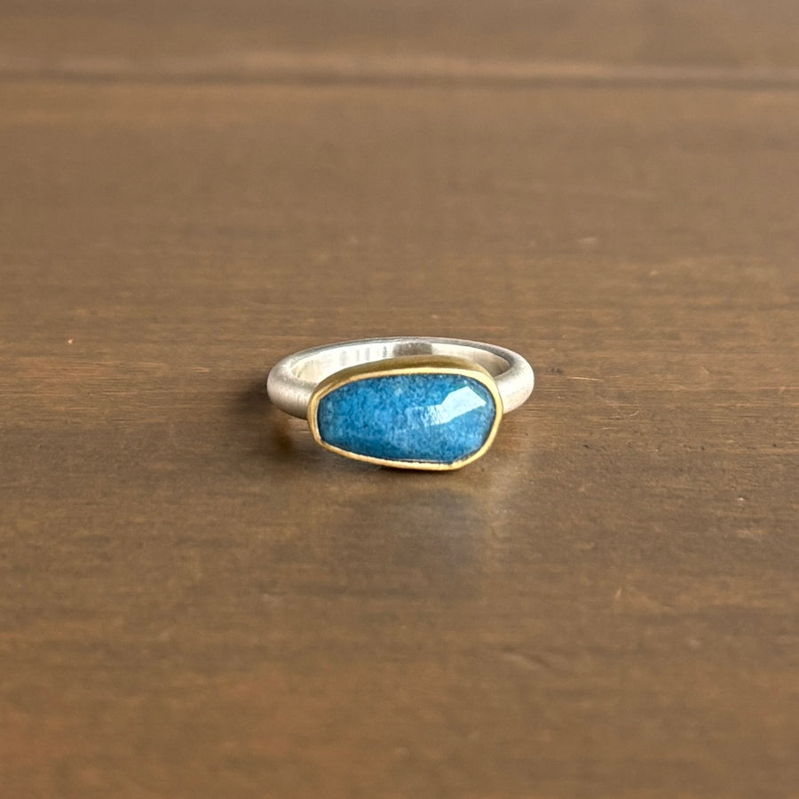Oblong Blue Lazulite Quartz Ring