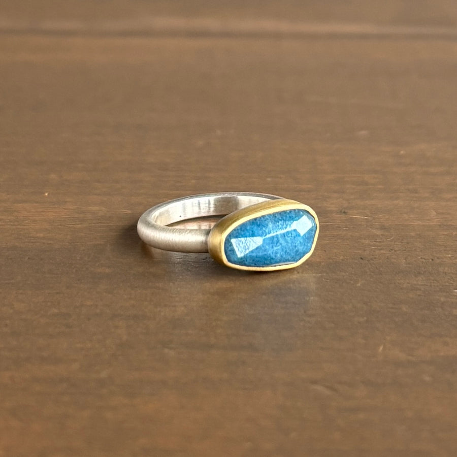 Oblong Blue Lazulite Quartz Ring