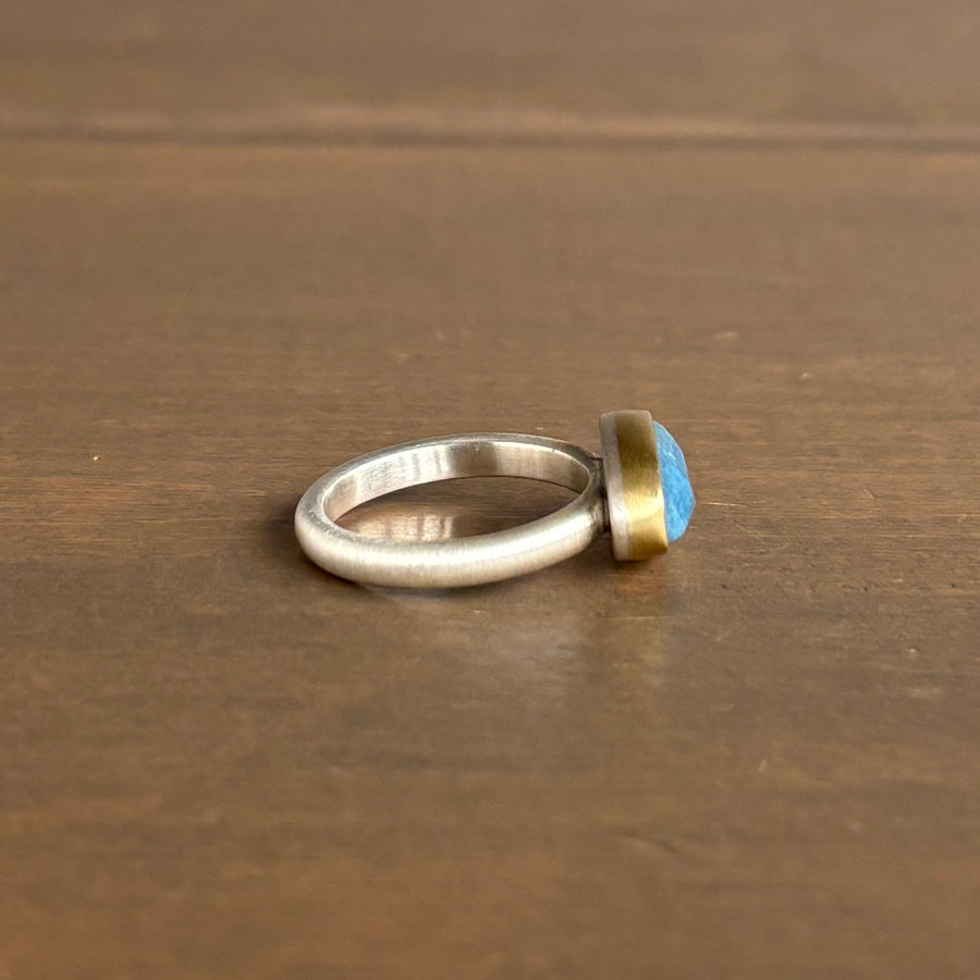 Oblong Blue Lazulite Quartz Ring