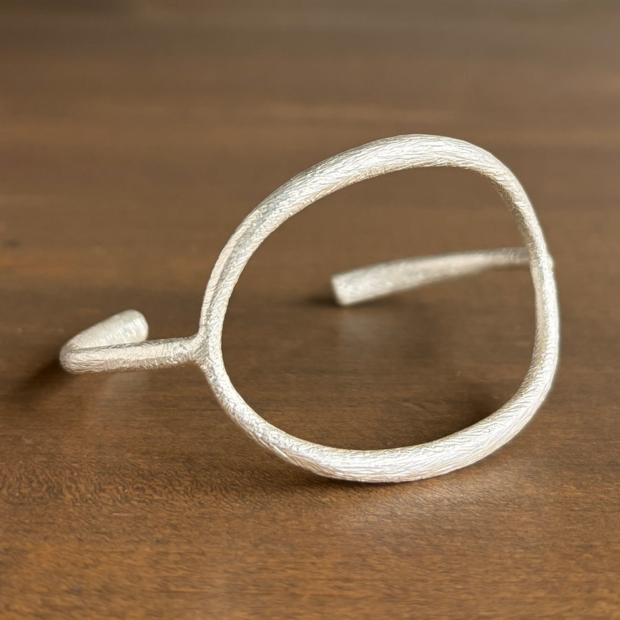Silver Tapered Horizontal Oval Cuff Bracelet