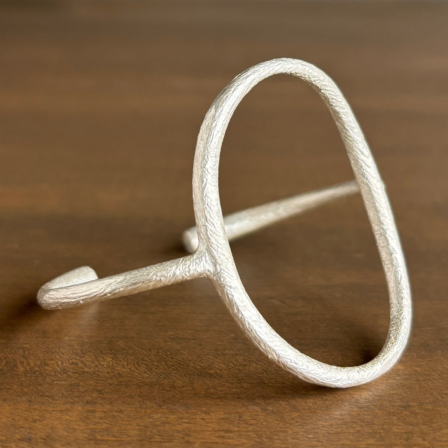 Silver Tapered Vertical Oval Cuff Bracelet