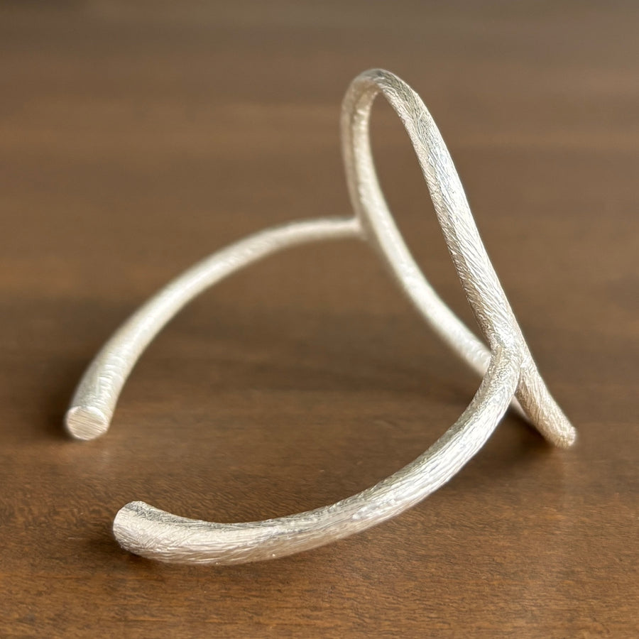 Silver Tapered Vertical Oval Cuff Bracelet