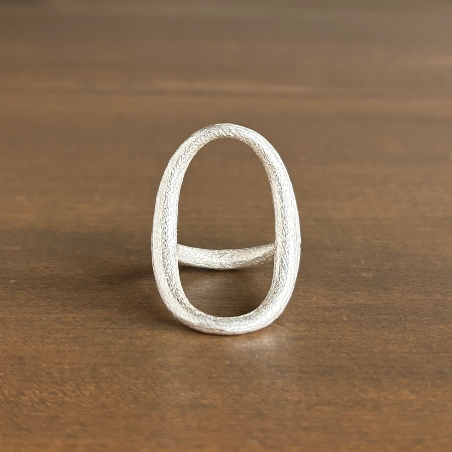 Large Silver Tapered Oval Ring